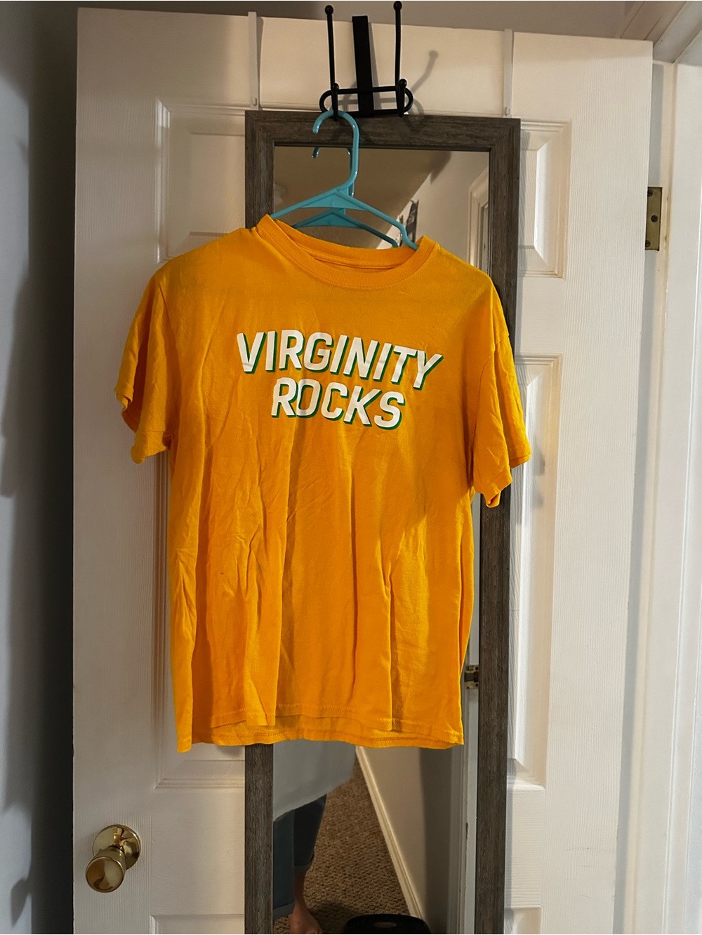Men's Orange 'Virginity Rocks' Tee